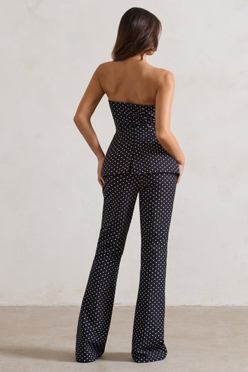 Kehlani Black Polka Dot High Waist Wide Leg Trousers